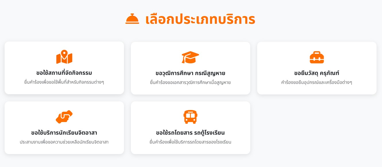 ส่วนเลือกประเภทบริการ